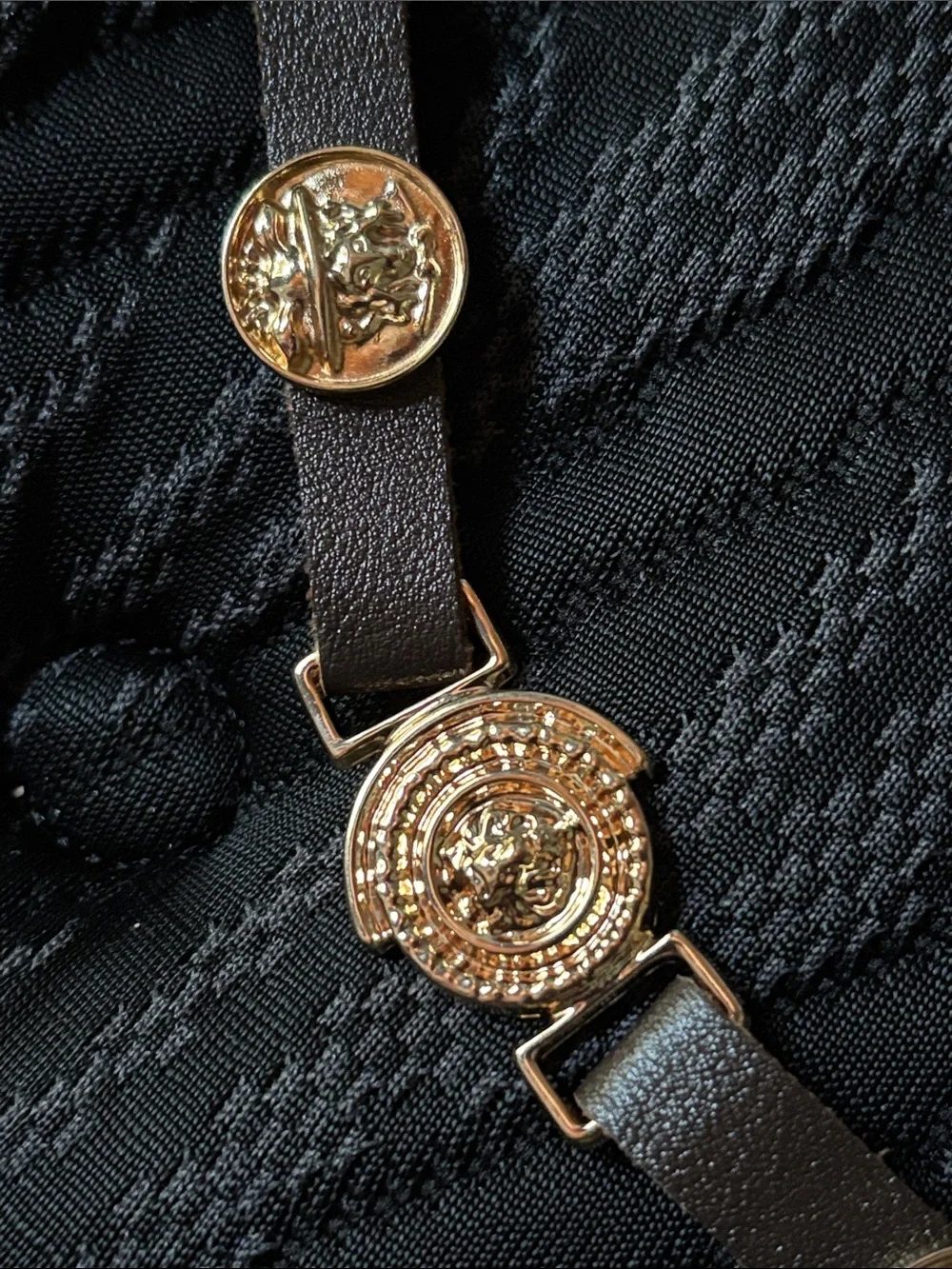 Brown Leather Coin-Link Belt with Gold Medallions
